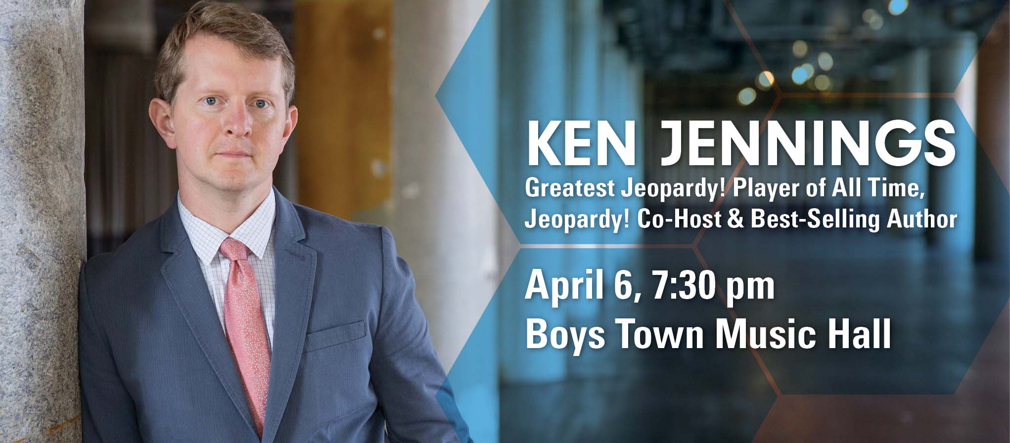 Graphic of keynote speaker, Ken Jennings.